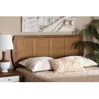 Baxton Studio MG9734-Ash Walnut Rattan-HB-Full Baxton Studio Harris Mid-Century Modern Ash Walnut Finished Wood and Synthetic Rattan Full Size Headboard